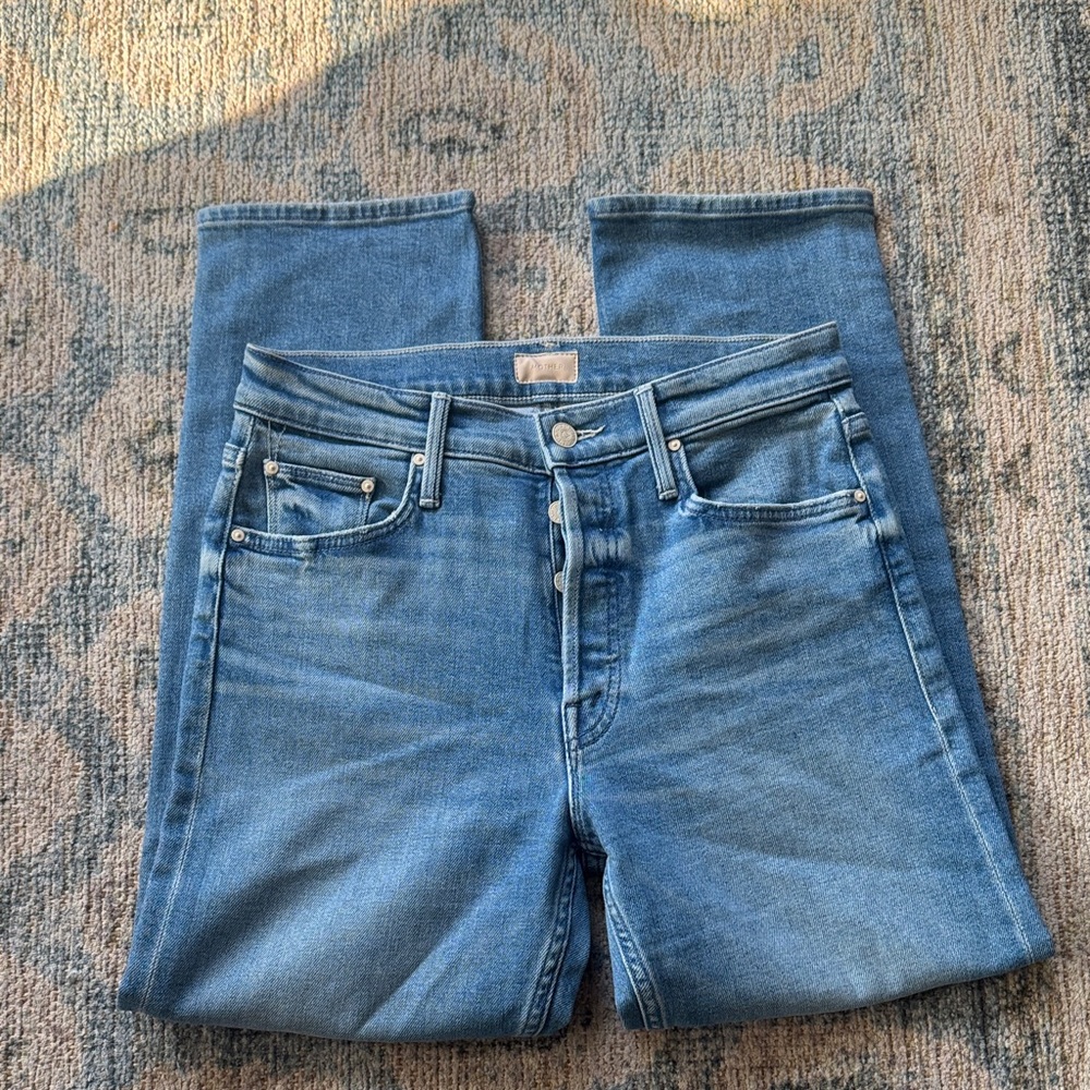 MOTHER Tomcat Straight Leg Blue Jeans 
Wash: on the run
